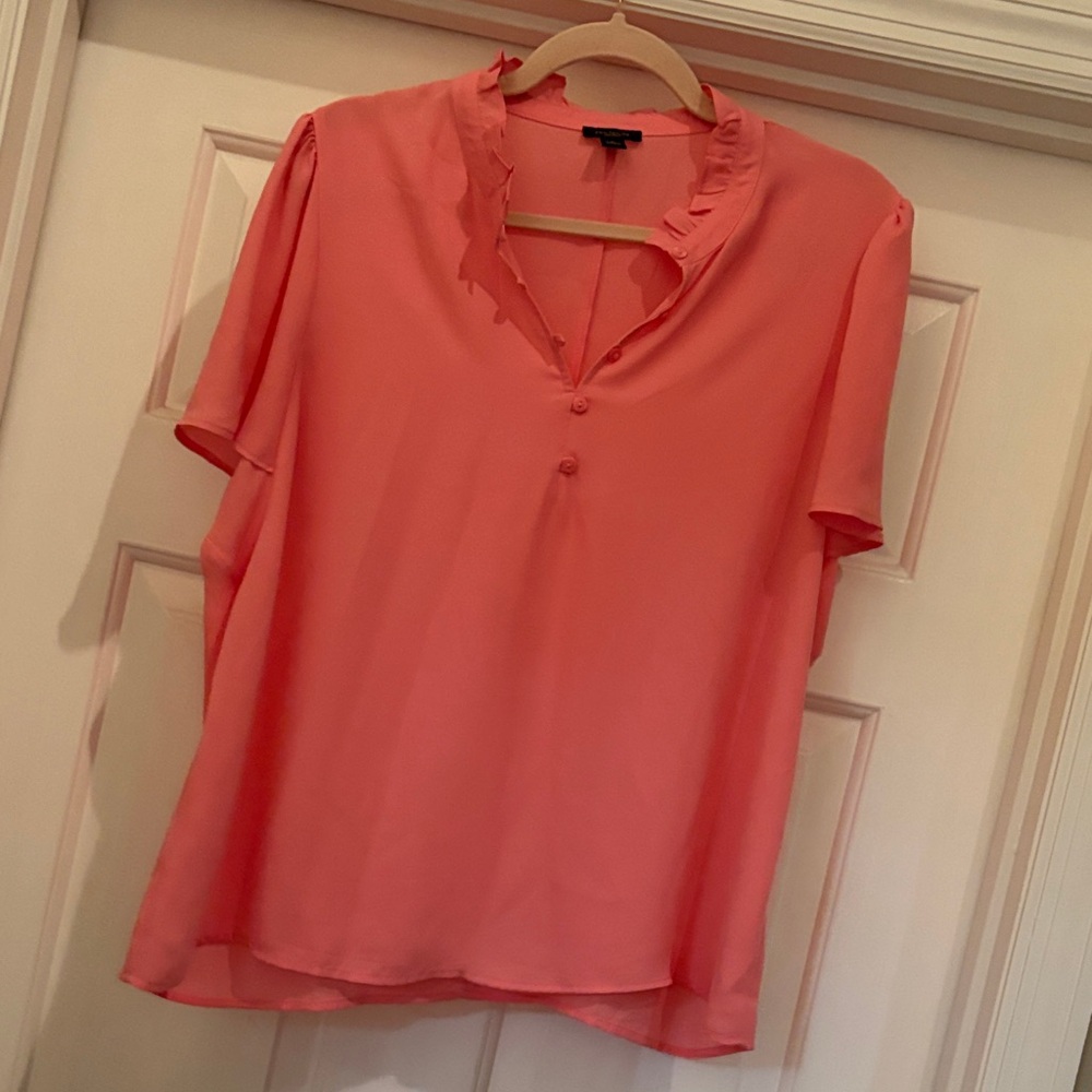 Ann Taylor Coral Ruffle Blouse